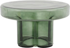 Round Glass End Table, Modern Floral Base Coffee Table Small Accent Side Table for Living Room Bedroom Office 15" or 22" Tabletop