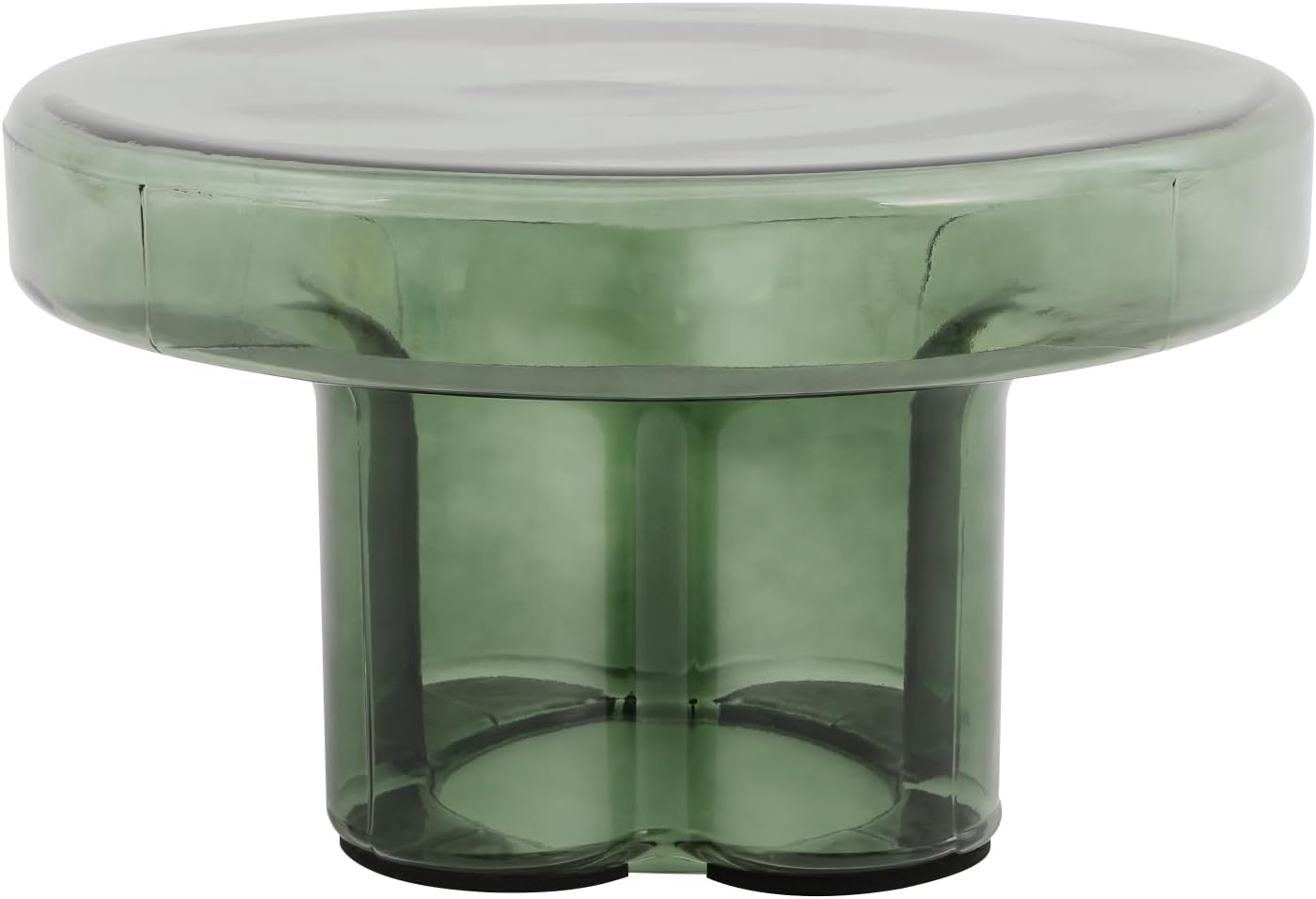Round Glass End Table, Modern Floral Base Coffee Table Small Accent Side Table for Living Room Bedroom Office 15" or 22" Tabletop