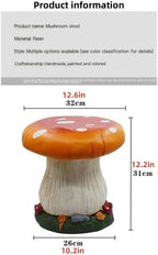 Small Mushroom Shape Ottoman, Outdoor Garden Resin Decorative Mushroom Stool, Resin Creative Sculpture Decoration, Patio Decor(Orange)
