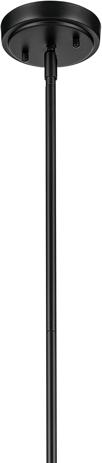 Kichler Everly 1-Light Bell Pendant Light Fixture with Clear Seeded Glass in Black for Kitchen Island, Dining Room, Bedroom, Modern Hanging Light (19.75" x 13.75"), 42046BKCS