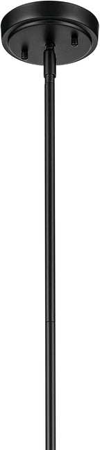 Kichler Everly 1-Light Bell Pendant Light Fixture with Clear Seeded Glass in Black for Kitchen Island, Dining Room, Bedroom, Modern Hanging Light (19.75" x 13.75"), 42046BKCS