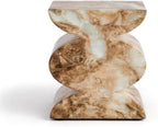 Modern Faux Marble End Table in Onyx Brown Side Table for Indoor and Outdoor | Weatherproof | 18.1'' H x 15.0'' W x 15.0'' D | White, Cream, Brown, Tan, Beige