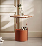 Living Room Furniture Nordic Sofa Side Table Saddle Leather Living Room Home Balcony Storage Small Round Side Tables Living Room