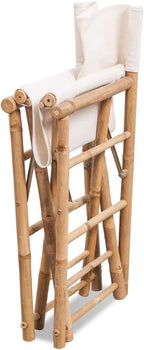 Tall Bamboo Director Chair for bar counter, White Canvas, Set of 2