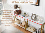 HOMISSUE Sofa Console Table, 63" Extra Long Sofa Table with 2-Tier Storage, Industrial Narrow Console Tables Behind Couch, Hallway Table for Entryway, Living Room，Gold
