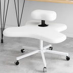 Kneeling Chair, Ergonomic Seat, Five Pronged with Caster Support Legs, Height Adjustable Stool for Posture Improvement and Correction, Suitable Home Office Use, Multi Colour Options (White)