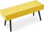 Modern Ottoman Bench, 40 Inch Upholstered Bench with Metal Legs, End of Bed Bench, Dining Bench for Living Room, Bedroom, Entryway, Yellow Velvet