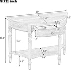 Polibi Half Moon Console Table, Entryway Table with Drawer & Shelf, Adjustable Feet, Rustic Vintage Design, Sofa Table for Entryway, Living Room, Hallway and Foyer, Black