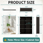 Black Medicine Cabinet with Mirror for Bathroom: 20 x 26 Inch Small Mirrored Vanity Storage with Adjustable Shelves - Surface or Recessed Wall Mount - Matte Black Frame
