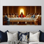ZOMNAI The Last Supper Jesus Wall Art for Living Room Office Gold Canvas Painting Prints Classical Artwork Kitchen Bedroom Decor (20x40 Inches)