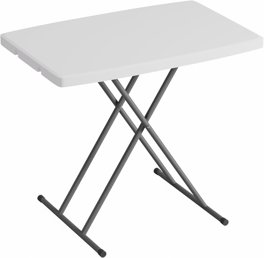 FDW 30 Inch Folding Table, Utility Foldable Table for Small Spaces, Small Desk Adjustable Height TV Tray for Laptop, Couch, Camping, No Assembly Required, White