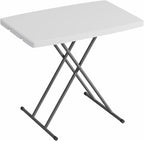 FDW 30 Inch Folding Table, Utility Foldable Table for Small Spaces, Small Desk Adjustable Height TV Tray for Laptop, Couch, Camping, No Assembly Required, White