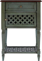 Pemberly Row Set of 2 Contemporary Rustic Wood End Tables in Green