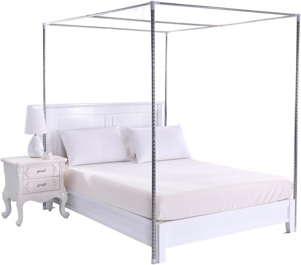 Stainless Steel Canopy Bed Frame, 4 Corner Mosquito Netting Bracket, Full Size Canopy Bed Frame Thicken Bed Frame Bracket for Twin (2 × 2 × 2m)