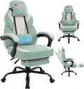 Shintenchi Big and Tall Gaming Chair Fabric Pocket Spring Cushion,High Back Recliner with Footrest and Headrest for Adults, Massage Lumbar Support for Home Office, Ergonomic Computer Desk Chair, Green
