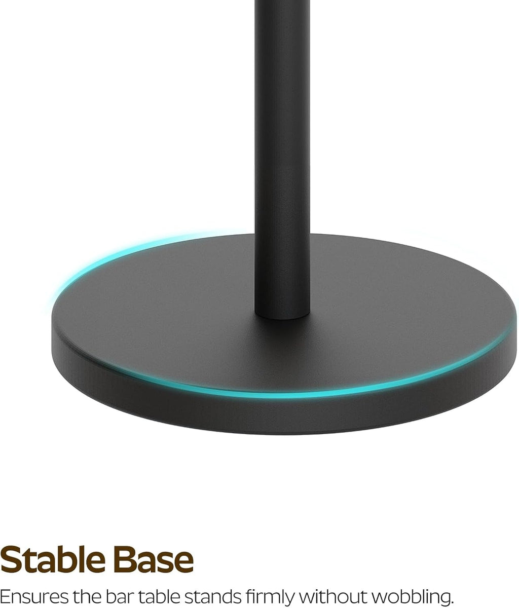 YATINEY Bar Table, Round Bar Table Set of 4, Counter Height Table, Pub Cocktail Table, Metal Frame, for Bistro, Dining Room, Living Room, Terrace, Rustic Brown and Black BT05L4BR
