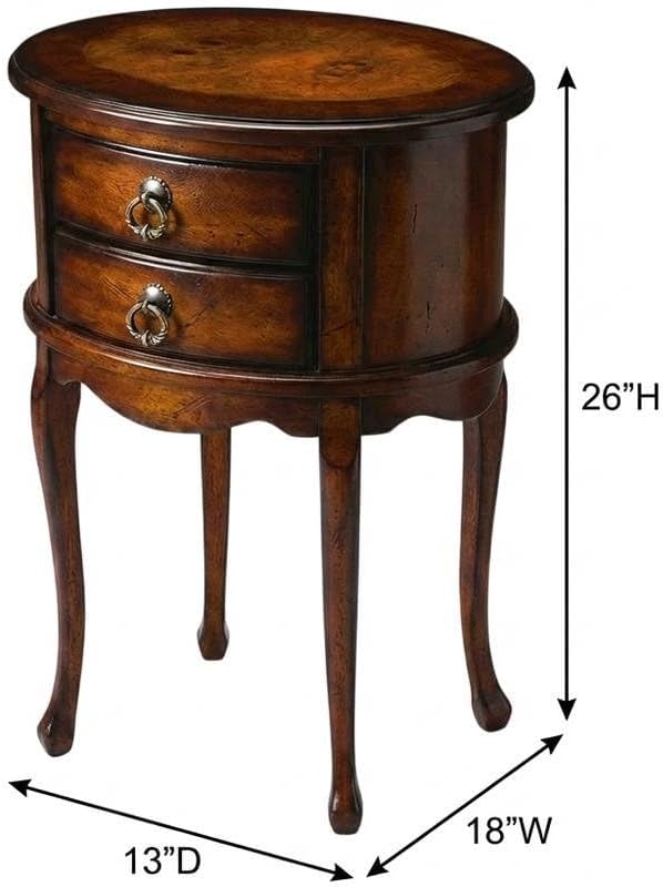 Starlight Canyon Home Oval Side Table with Storage Drawers, Traditional Cherry End Table with Rubberwood and Poplar Frame Construction