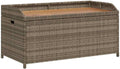 Patio Storage Bench Gray 39.4x19.7x20.5 Inch Poly Rattan Outdoor Seat with Storage Box and Waterproof Bag