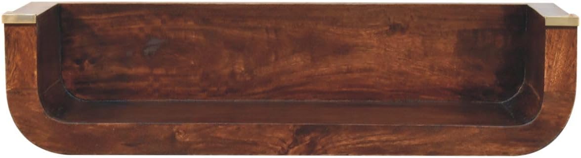 Solid Wood Indira California Walnut Floating Console Table, Open Shelf, Dark Brown
