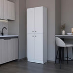 23.6" D*11.8" W*71.1" H Freestanding Kitchen Pantry with 4 Shelves, 2 Double Doors, Rectangular Storage Cabinet, Modern Minimalist, for Living Room, Dining Room, White