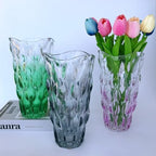 Unbreakable Flower Glass Vase 2.4lb 9.5inch Sparkle vase Bohemian Style, for Centerpieces,Kitchen,Office, Living Room,Wedding,Perfect Home Decor Glass Vase (Gradient Gray)