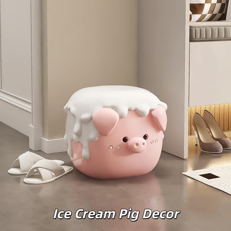 BORSHERNB A Creative Bear-Themed Floor Sculpture,A Functional Entryway Stool,A Whimsical Decorative Accent for Bedroom or Children‘s Room (Pink 42 * 44 * 35cm)