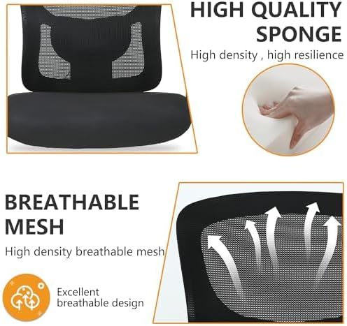 PayLessHere Big and Tall 500lbs Mesh Office Chair Ergonomic Executive Task Desk Chair Rolling Swivel Computer Chair with Lumbar Support for Women, Men (Black)