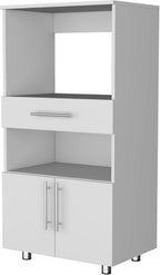 24.4" D*16.5" W*48.03" H Corner Freestanding Kitchen Pantry with Dawer, 2 Open Shelves, Double Door, Rectangular Wood Storage Cabinet, Modern Minimalist, for Living Room, Dining Room, White