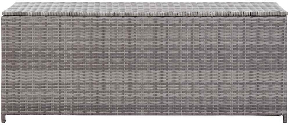 Patio Storage Box, Outdoor Bench for Garden and Terrace, Large Deck Box with Durable Poly Rattan and Powder-Coated Steel Frame, 59.1" L x 19.7" W x 23.6" H, Grey