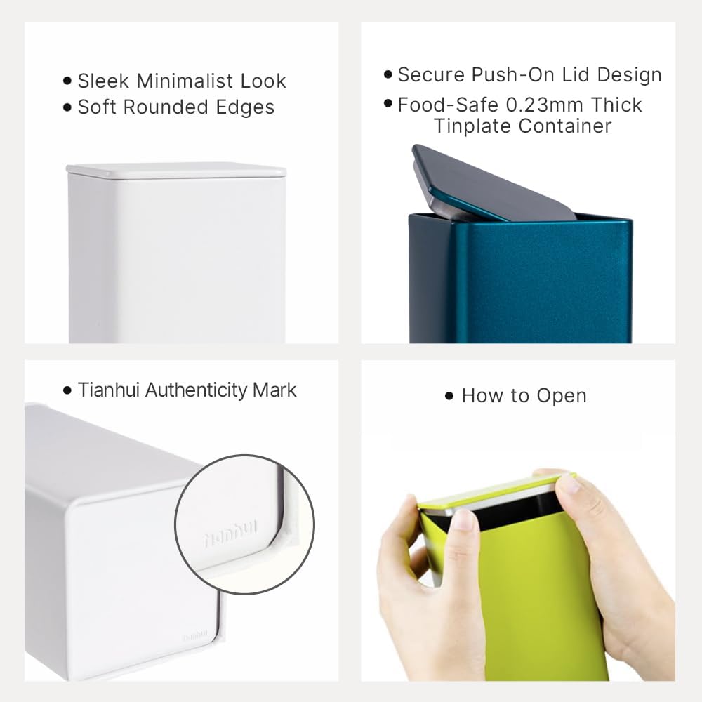 Square Tin Can Empty Cube Steel Box Storage Container kit 65mm Series for Treats, Gifts, Favors, Loose Tea, Coffee and Crafts, Emerald Green, 3S
