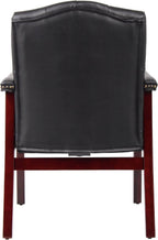 Leather Office Reception Guest Chairs, Ergonomic Office Executive Side Chair, Mid-Back Waiting Room Conference Office Guest Lobby Chairs with Padded Seat and Arms,No Wheels,1 PC(Black)