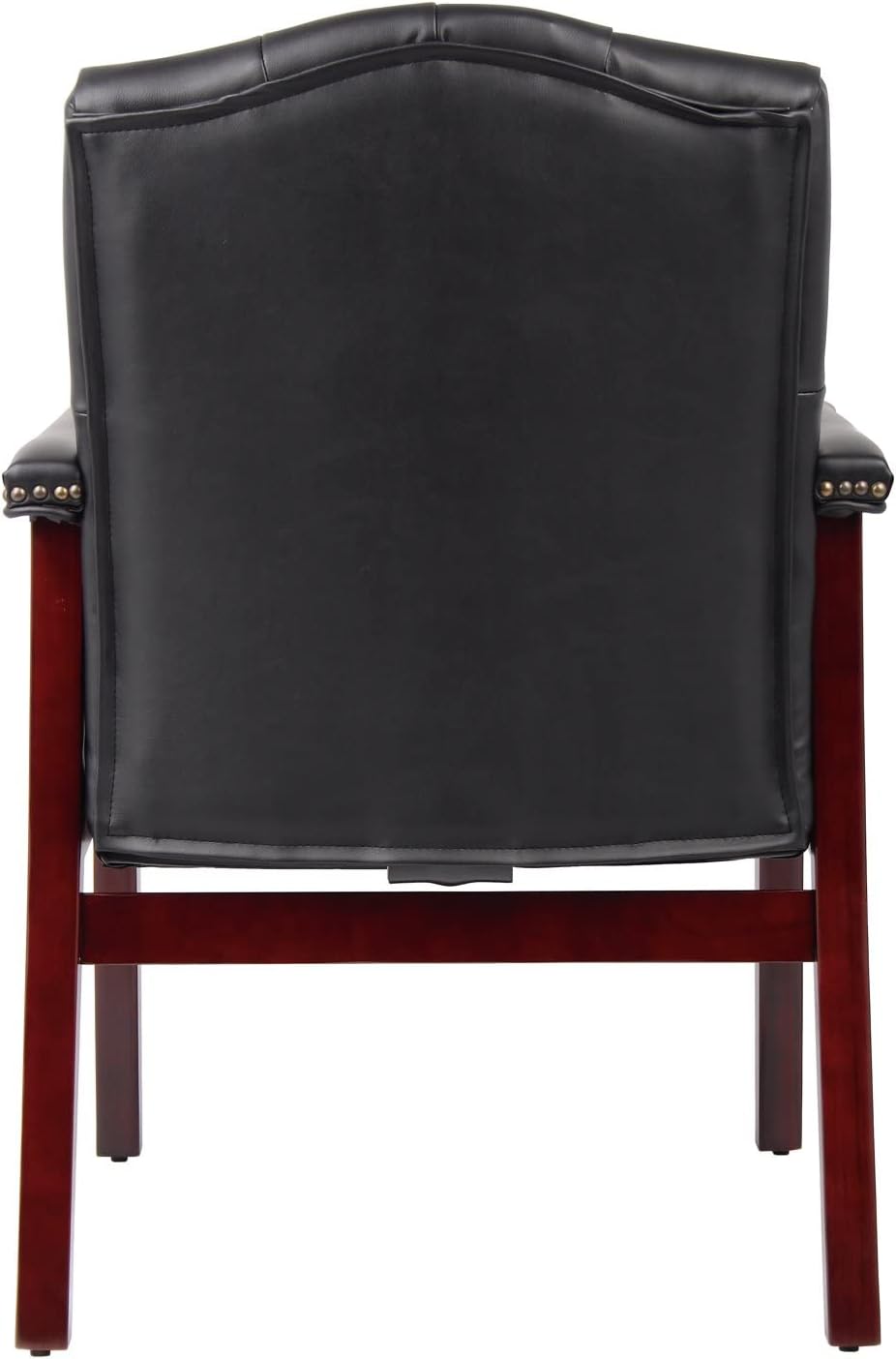 Leather Office Reception Guest Chairs, Ergonomic Office Executive Side Chair, Mid-Back Waiting Room Conference Office Guest Lobby Chairs with Padded Seat and Arms,No Wheels,1 PC(Black)