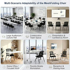ADMLZQQ [12 Pack ] Folding Office Chair with Mesh Back, Heavy Duty Conference Room Chairs with Armres, Comfy Foldable Chair with Padded Cushion for Guest & Reception,Meeting,Classroom Training Chairs