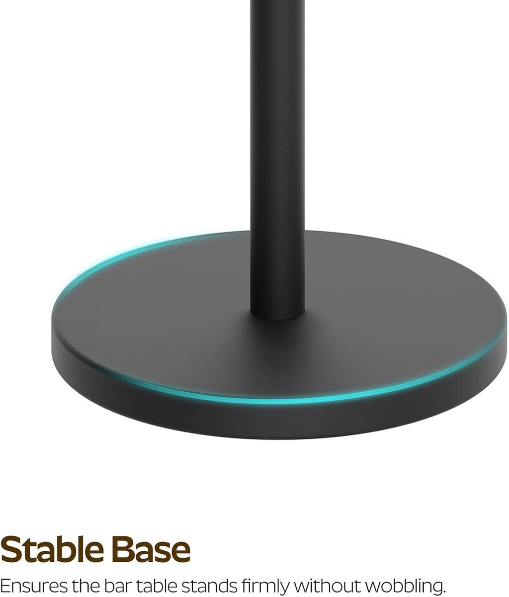 YATINEY Bar Table, Round Bar Table Set of 2, Counter Height Table, Pub Cocktail Table, Metal Frame, for Bistro, Dining Room, Living Room, Terrace, Rustic Brown and Black BT05L2BRY1