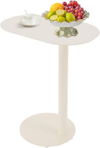 C-Shaped Metal Side Table, Small Sofa End Table Coffee Table for Couch, Modern Cream White Snack Table Tray Table for Living Room Bedroom Small Space