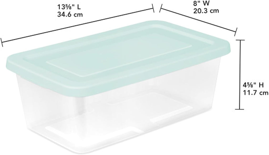 Sterilite 5-Pack Stackable Storage Bin with Lid, Clear Plastic Design, 6 Quart