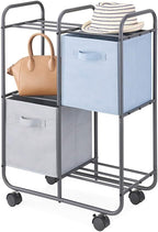 Whitmor 3 Tier Rolling Cart, Portable Closet, Metal Rolling Storage Cart,Suitable for Bedrooms, Living Rooms, and Kitchens.
