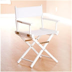 HomeStock Director's Chair with Built-in Armrests and Foldable Design for Easy Storage, Lightweight Durable Frame Perfect for Indoor or Outdoor Seating White Canvas/18 in White Frame