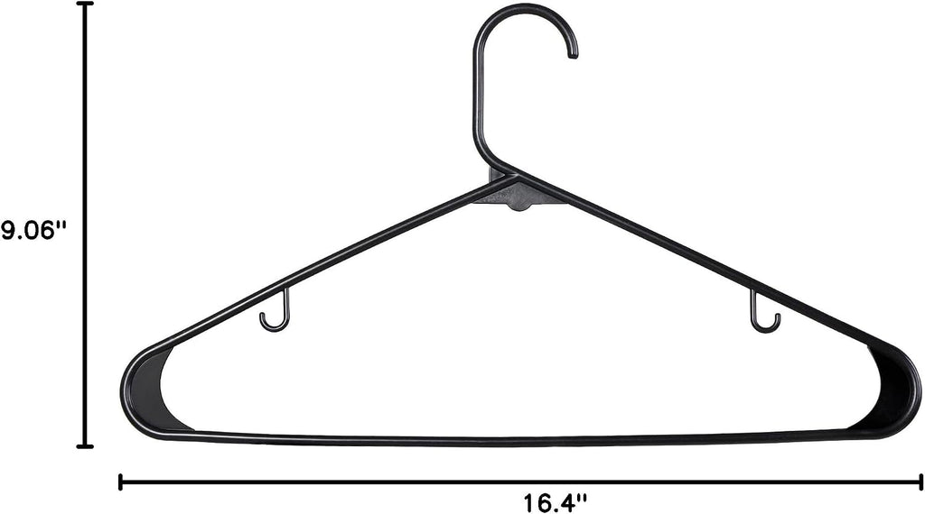 ZenStyle 100 Pack Standard Size White Plastic Hangers for Clothes Lightweight Space Saving Tubular Clothing Hangers (Black)