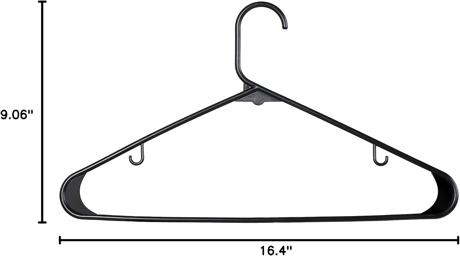 ZenStyle 100 Pack Standard Size White Plastic Hangers for Clothes Lightweight Space Saving Tubular Clothing Hangers (Black)