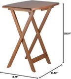 HomeStock Renaissance Romance 5-Piece Oversize Snack Table Set with Solid Teak Finish, Curved Sides, Rounded Corners, and Sturdy Stand, 23.6" W x 15.75" D x 25.5" H Teak