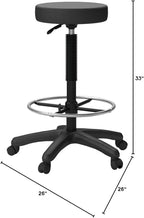 Work Smart Office Star ST217 Thick Padded Vinyl Seat Backless Drafting Stool with Adjustable Footring, 23-33", Black