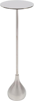 Kate and Laurel Hersi Decorative Modern Pedestal Drink Table, 7 x 7 x 20, Silver, Cast Aluminum Mini Table with Teardrop Base for Use as Small Plant Stand or Living Room Martini Table