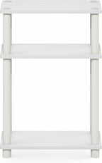 Furinno Turn-N-Tube Narrow Side Table, 3-Tier Rectangular Modern End Table with Storage Shelf, Slim Toolless Assembly Nightstand, Night Stand, Bedside Table, for Living Room, Bedroom, White