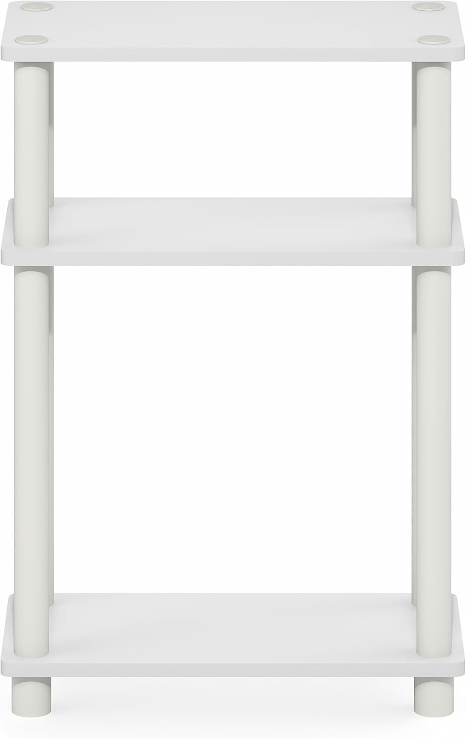 Furinno Turn-N-Tube Narrow Side Table, 3-Tier Rectangular Modern End Table with Storage Shelf, Slim Toolless Assembly Nightstand, Night Stand, Bedside Table, for Living Room, Bedroom, White