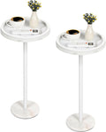 Shinoske Drink Table Set of 2,Small Round Side Table with White Marble Base,Modern Martini Pedestal Side Table for Small Spaces,Living Room,Bedroom,Balcony