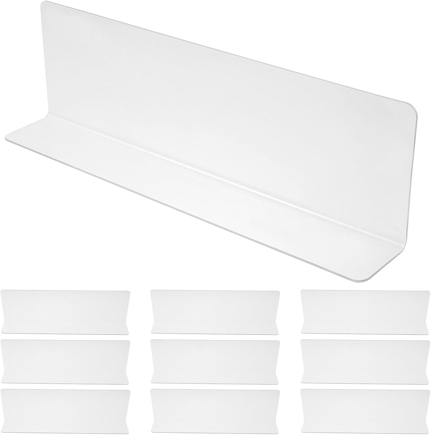 Homoyoyo 10pcs L-Shaped PVC Closet Dividers 20cm High Plastic Shelf Organizers for Cabinet and Dresser Storage Separation