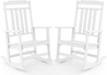 GREENVINES Outdoor-Rocking-Chairs-Set-of-2 | HDPE Plastic | Patio Rockers | Porch Rocker Chair | Oversized | High Back | Big & Tall | White