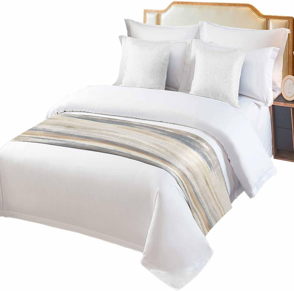Beige Grey Bed Runner Scarf Cal King Size,Abstract Mottled Art Retro Modern Painting Luxury Bed Throw Runners & Scarves for Twin Full Queen King Foot Bedroom Hotel Wedding Room Decoration,102"x20"
