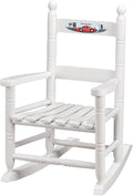 Fox Valley Traders Custom Childrens Rocking Chair, Features Classic Rocker Design and Hardwood Construction, White Finish with Racecar Design
